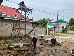 Tower Tandon Air TMMD Ke-129 Mulai Berdiri, Wujud Nyata TNI Hadirkan Air Bersih untuk Warga Desa Tanjung Agung
